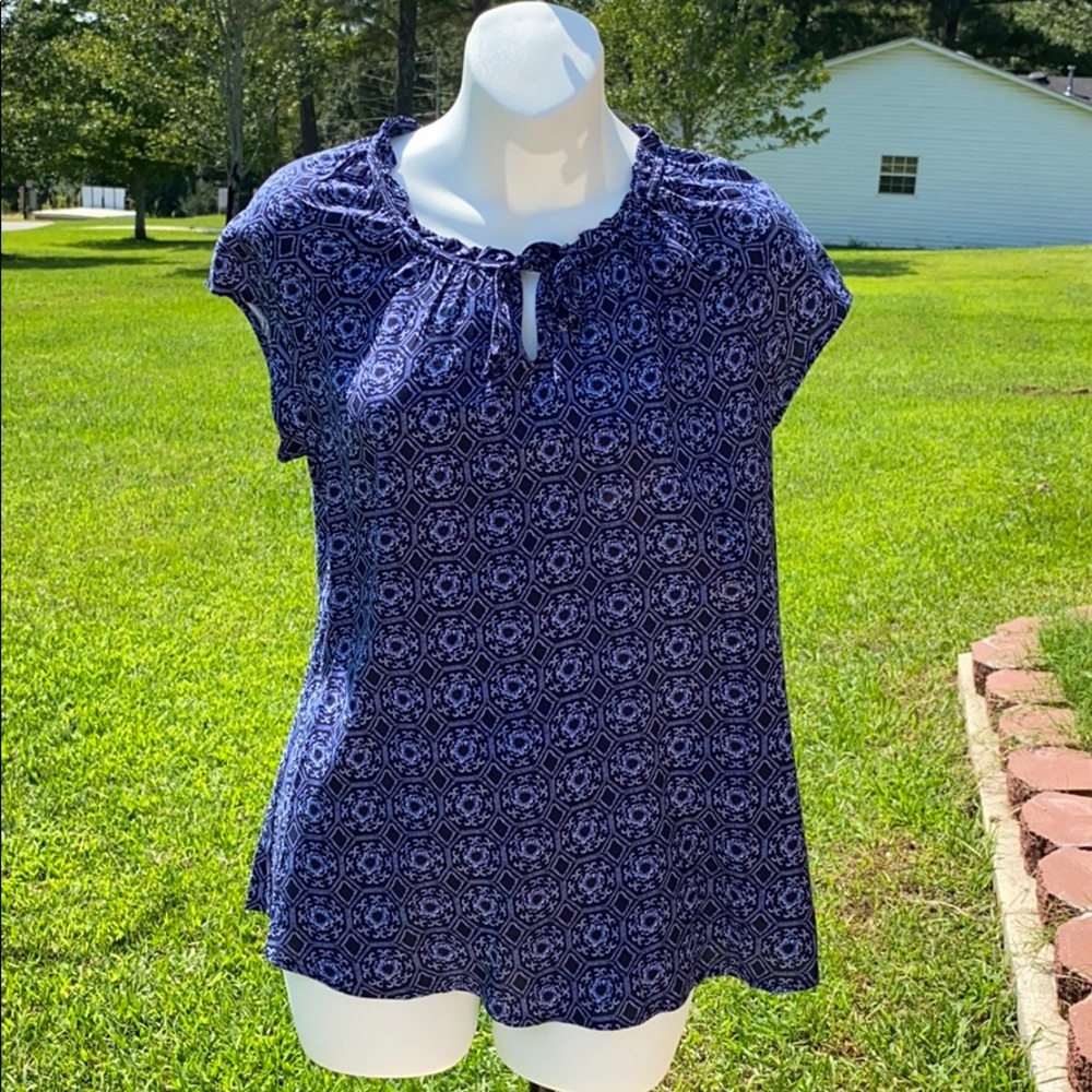 Croft & Barrow Women's Blue Print Top
